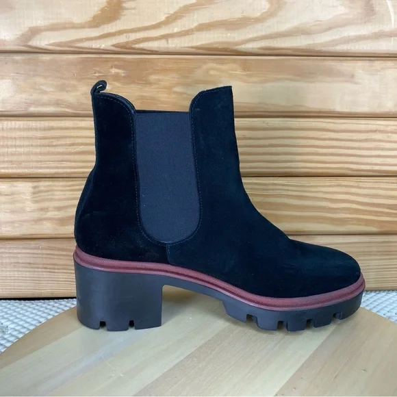 Antonio de Faria Boots Women's 9 US Black Suede Leather Chelsea Platform Chunky - Picture 8 of 11